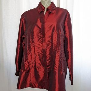 Plus Size 3x Red Taffeta Dress Blouse with beaded detail